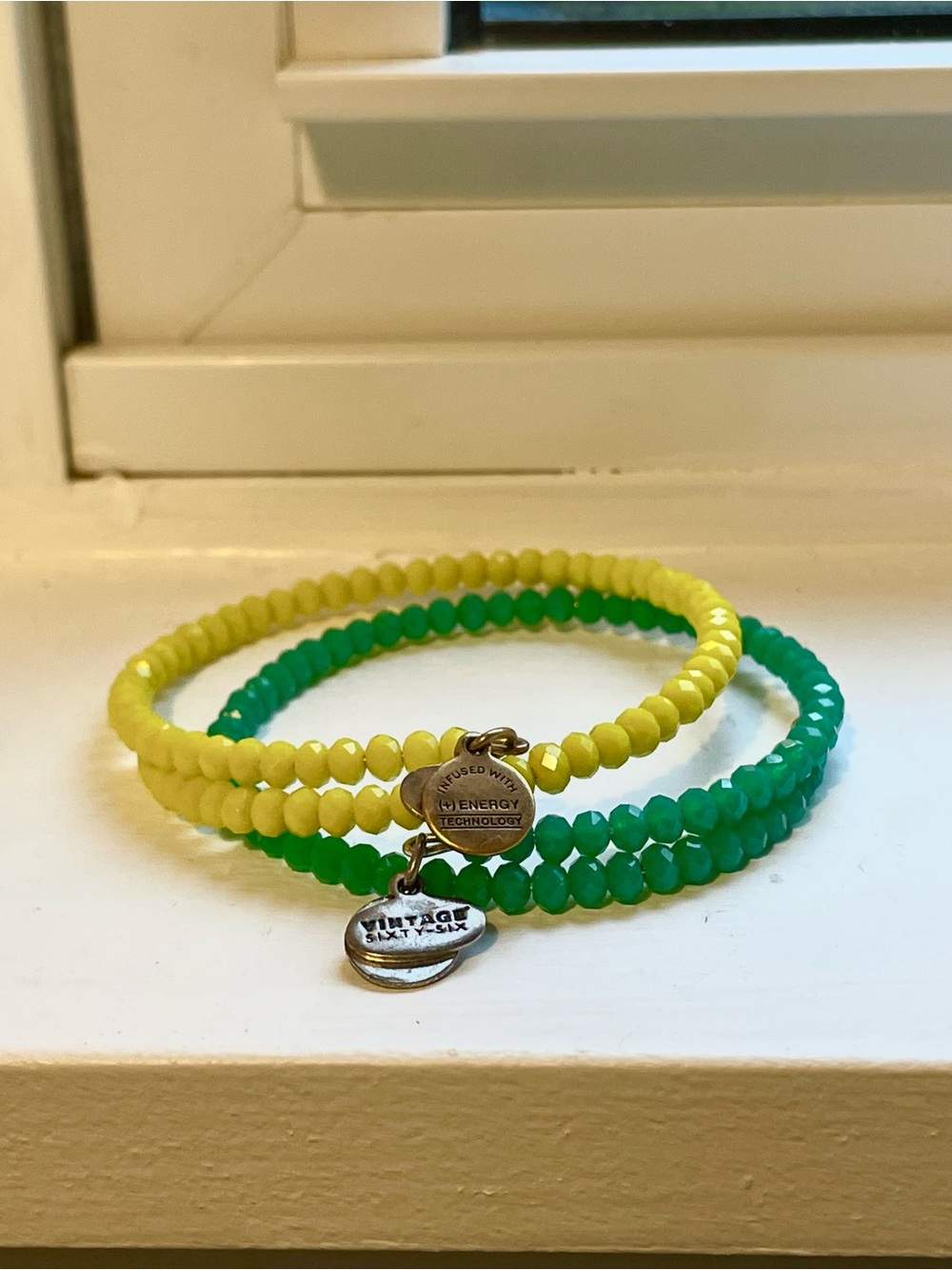 Alex and Ani Yellow & Green Beaded Wrap Bracelets